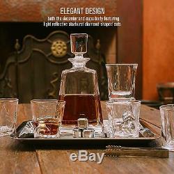 Doctor Hetzner 10 Piece Whiskey Decanter Set Crystal Whiskey Glasses Stones Tray