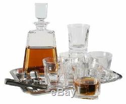 Doctor Hetzner 10 Piece Whiskey Decanter Set Crystal Whiskey Glasses Stones Tray