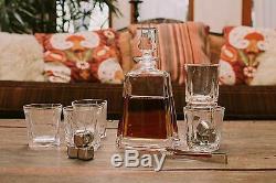 Doctor Hetzner 10 Piece Whiskey Decanter Set Crystal Whiskey Glasses Stones Tray