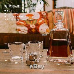 Doctor Hetzner 10 Piece Whiskey Decanter Set Crystal Whiskey Glasses Stones Tray