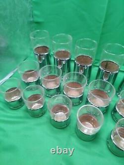 Eighteen 18 Piece Tumbler Set In Chromium And Crystal Hellerware In Box