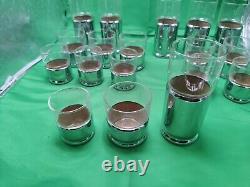 Eighteen 18 Piece Tumbler Set In Chromium And Crystal Hellerware In Box