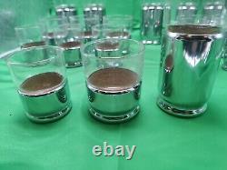 Eighteen 18 Piece Tumbler Set In Chromium And Crystal Hellerware In Box