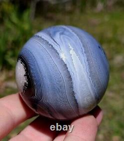 Excellent Blue Uraguuay Agate Sphere 58mm Display Piece