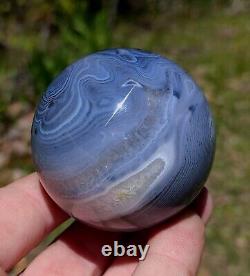 Excellent Blue Uraguuay Agate Sphere 58mm Display Piece