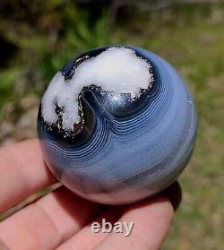 Excellent Blue Uraguuay Agate Sphere 58mm Display Piece