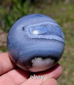 Excellent Blue Uraguuay Agate Sphere 58mm Display Piece