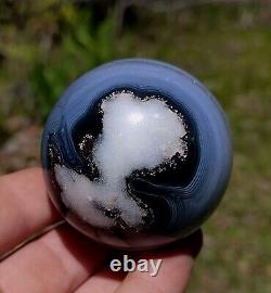 Excellent Blue Uraguuay Agate Sphere 58mm Display Piece