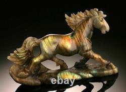Exquisite and Unique Labradorite Horse Carved from a single piece of labradorite