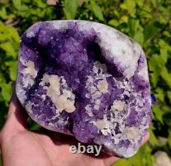 FREEFORM URUGUAY AMETHYST GEODE WithCALCITES 5LB 8 OZ AMETHYST GEODE DISPLAY PIECE