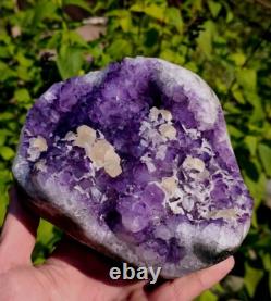 FREEFORM URUGUAY AMETHYST GEODE WithCALCITES 5LB 8 OZ AMETHYST GEODE DISPLAY PIECE