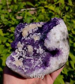 FREEFORM URUGUAY AMETHYST GEODE WithCALCITES 5LB 8 OZ AMETHYST GEODE DISPLAY PIECE