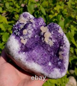 FREEFORM URUGUAY AMETHYST GEODE WithCALCITES 5LB 8 OZ AMETHYST GEODE DISPLAY PIECE