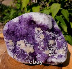FREEFORM URUGUAY AMETHYST GEODE WithCALCITES 5LB 8 OZ AMETHYST GEODE DISPLAY PIECE