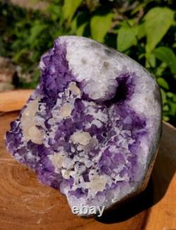 FREEFORM URUGUAY AMETHYST GEODE WithCALCITES 5LB 8 OZ AMETHYST GEODE DISPLAY PIECE