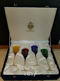 Faberge Crystal Wine Goblets. 4 Piece Set. New with Box