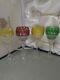 Faberge Xenia Imperial Crystal Wine Glasses Engraved Nib 4 Piece Set