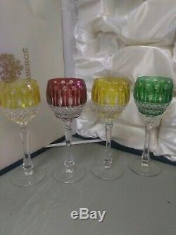 Faberge Xenia Imperial Crystal Wine Glasses Engraved NIB 4 Piece Set