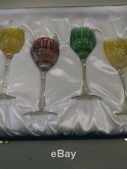 Faberge Xenia Imperial Crystal Wine Glasses Engraved NIB 4 Piece Set