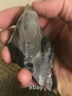 Ferberite xtls on Quartz, Kara Oba, Kazakhstan, historic piece, ex Wim Klein