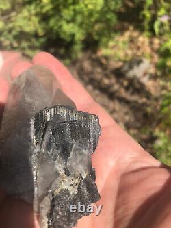 Ferberite xtls on Quartz, Kara Oba, Kazakhstan, historic piece, ex Wim Klein