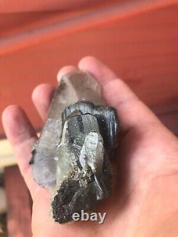 Ferberite xtls on Quartz, Kara Oba, Kazakhstan, historic piece, ex Wim Klein