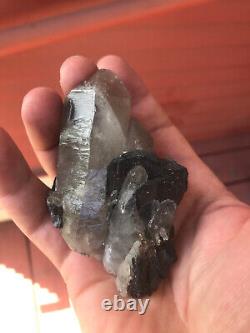 Ferberite xtls on Quartz, Kara Oba, Kazakhstan, historic piece, ex Wim Klein