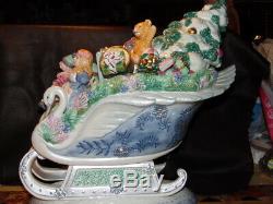 Fitz And Floyd Winter Crystal Cookie Jar Christmas Sleigh Beautiful, Rare Piece