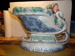 Fitz And Floyd Winter Crystal Cookie Jar Christmas Sleigh Beautiful, Rare Piece