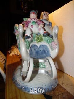 Fitz And Floyd Winter Crystal Cookie Jar Christmas Sleigh Beautiful, Rare Piece