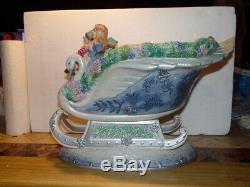 Fitz And Floyd Winter Crystal Cookie Jar Christmas Sleigh Beautiful, Rare Piece