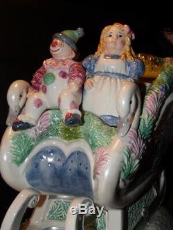 Fitz And Floyd Winter Crystal Cookie Jar Christmas Sleigh Beautiful, Rare Piece