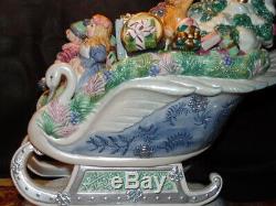 Fitz And Floyd Winter Crystal Cookie Jar Christmas Sleigh Beautiful, Rare Piece