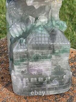 Fluorite Dragon Castle Carving Statement Piece Display Rare Unique