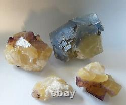 Fluorite lot 4 multi-color pieces! From Cave in Rock Illinois mine