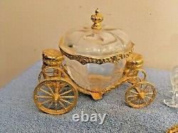 Franklin Mint Disney Cinderella Crystal Gold Carriage Horses 2 Piece Set READ AD