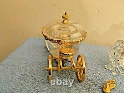 Franklin Mint Disney Cinderella Crystal Gold Carriage Horses 2 Piece Set READ AD