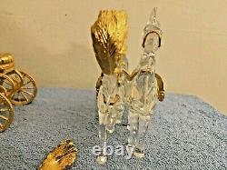 Franklin Mint Disney Cinderella Crystal Gold Carriage Horses 2 Piece Set READ AD