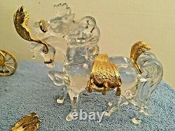 Franklin Mint Disney Cinderella Crystal Gold Carriage Horses 2 Piece Set READ AD