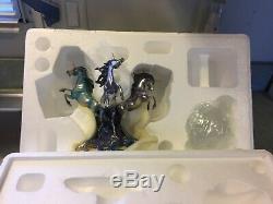 Franklin Mint Pewter Multi-Color Unicorns with Crystal Ball 2 Pieces NEW NIB
