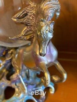 Franklin Mint Pewter Unicorns Of The New Age with Crystal Ball 2 Pieces