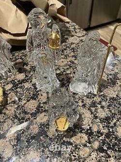 GORHAM Crystal & Gold Nativity Set- 14 piece