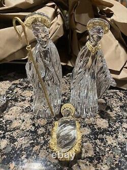 GORHAM Crystal & Gold Nativity Set- 14 piece