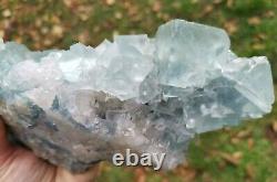 GROSSE PIÈCE 2,1Kg Fluorite bleue et quartz, mine du Burc, Tarn, France