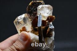 Golden Colour Transparent Topaz Crystal on Matrix Specimen from Skardu Mine, Top