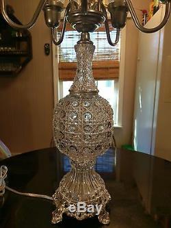 Gorgeous Antique Crystal 6 Light Center Piece Table Lamp