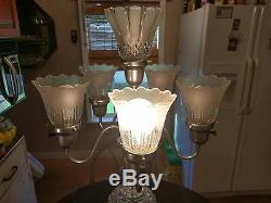 Gorgeous Antique Crystal 6 Light Center Piece Table Lamp