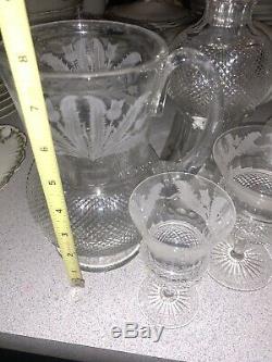 Gorgeous Collection Imported Edinburgh THISTLE (CUT) Crystal Glasses 60+ Pieces