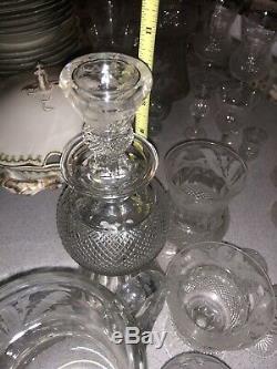 Gorgeous Collection Imported Edinburgh THISTLE (CUT) Crystal Glasses 60+ Pieces