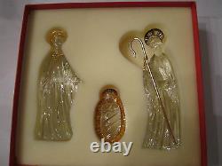 Gorham Nativity Lead Crystal 3 Piece Family In Original Box Mint Condition